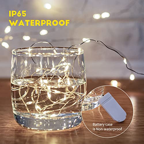 Brightown 24 Pack Fairy Lights Battery Operated - 7Ft 20 Led Mini String Lights Silver Wire Waterproof Firefly Starry DIY Lights for Bedroom Patio Wedding Party Christmas Decor (Pure White)