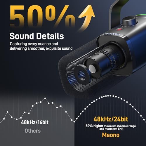 MAONO Dynamic Gaming Microphone: USB XLR Dynamic Computer Microphone with Software-RGB PC Mic for Gamer-Podcast Microphone Kit for Streaming Recording Studio YouTube Content Creation Online Chat