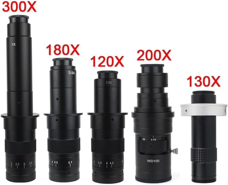 Microscope Accessories Kit Adjustable 180X 120X 300X 200X 130X Zoom C Mount Lens 0.7X~4.5X Magnification 25mm for USB Industry Video Microscope Camera Microscope Slides (Color : 130X)