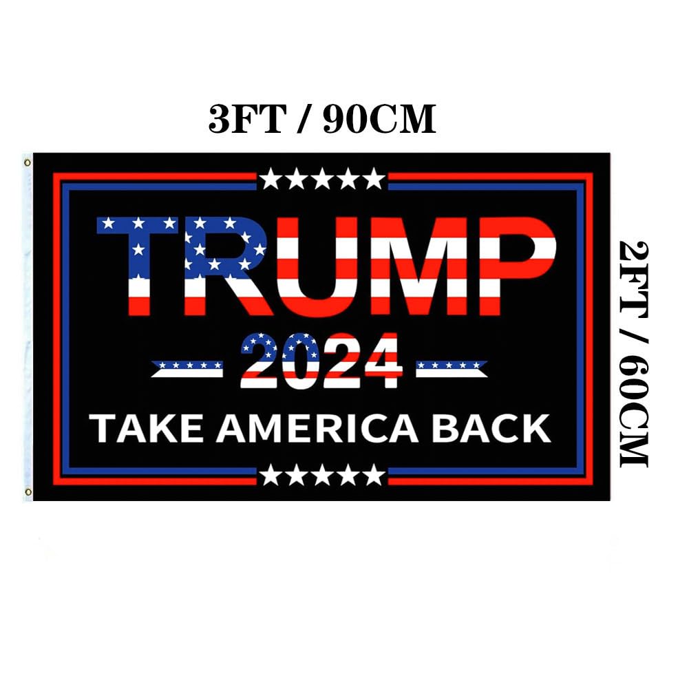 Jayus 3Ply 200D Donald Trump For President 2024 Flag 2x3 Outdoor Made in USA - Double Sided Take America Back (TAB) Trump 2024 Flags Banner with 2 Brass Grommets