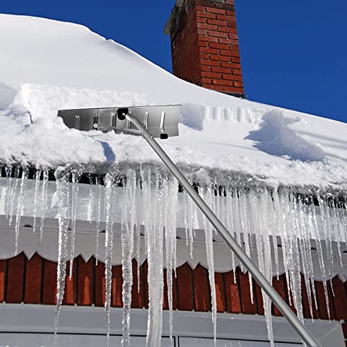 20 Feet Aluminum Snow Rake, with 25.5 Inch Blade, 5 Extension Tubes & Anti-Skid Handle, Telescoping Snow Removal Tool for Removing Snow, Leaves, Debrisβ¦