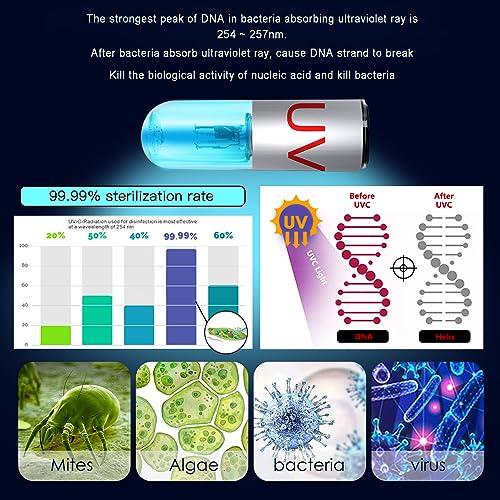 TAISHAN Aquarium Clean Light,3W Mini UV Sanitizer Submersible Light with Timer,Aquarium Water Clean Green Clear Waterproof Clean Lamp for Pond,Swimming Pool,Indoor