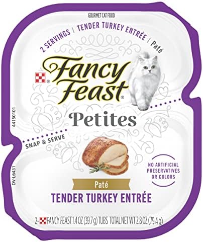 Purina Fancy Feast Gourmet Pate Wet Cat Food, Petites Tender Turkey Entree - (Pack of 12) 2.8 oz. Tubs