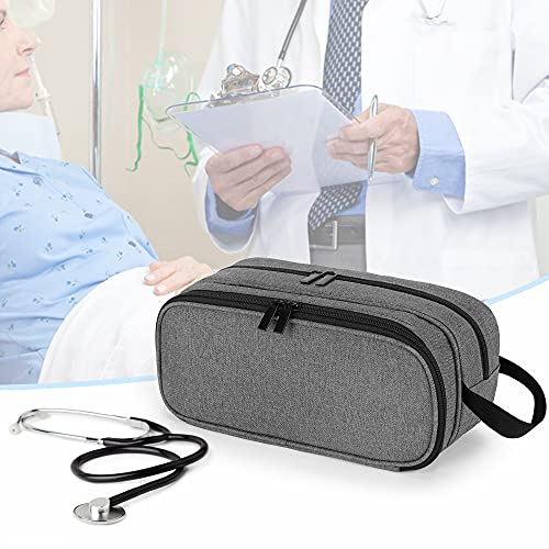 Trunab Stethoscope Carrying Case Hold 2 Stethoscopes or BP Cuffs, Compatible with 3M Littmann/MDF/ADC, Medical Case with Extra Pocket for Nurse Accessories, Essentials for Nurses, Doctors, Grey