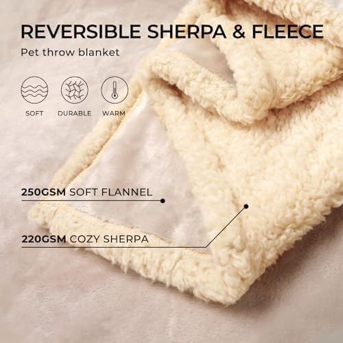 Waterproof Pet Blanket, Liquid Pee Proof Dog Blanket for Sofa Bed Couch, Reversible Sherpa Fleece Furniture Protector Cover for Small Medium Large Dogs Cats, Grey White X-Large(85" x 57")
