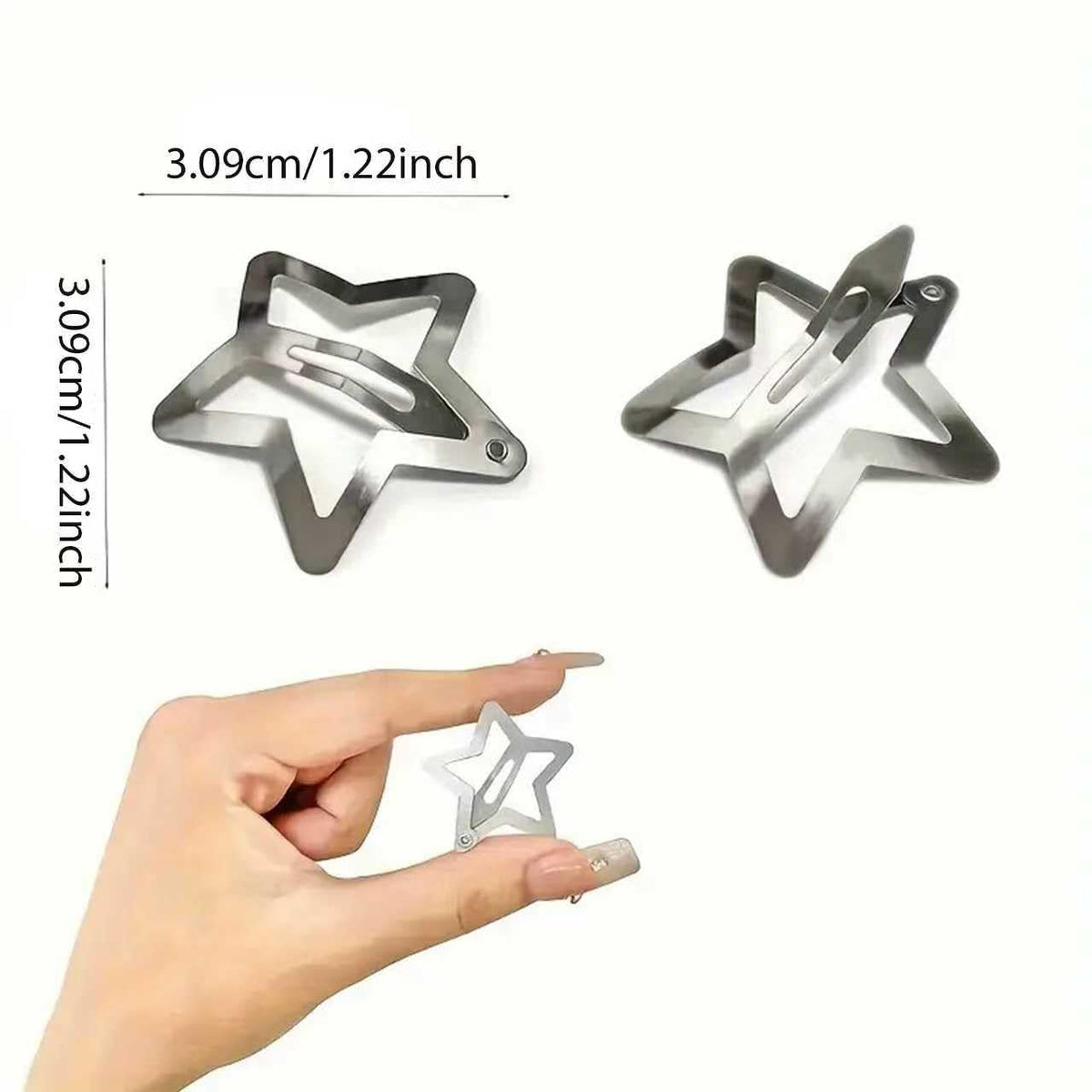 32 PCS 1.22" Star Hair Clips, Y2K Accessories, Non-Slip Metal Snap Silver Barrettes for Kids & Girls & Women kpop Styling