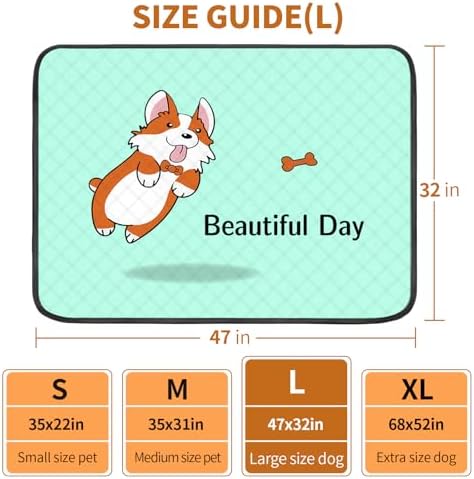 Washable Pee Pads for Dogs 47x32in 2-Pack Thick Reusable Puppy Pads Extra-Absorbent Prevent Leakage Non-Slip for Puppy Playpen, Crate, Whelping Box, Potty Training Reusable,Blue