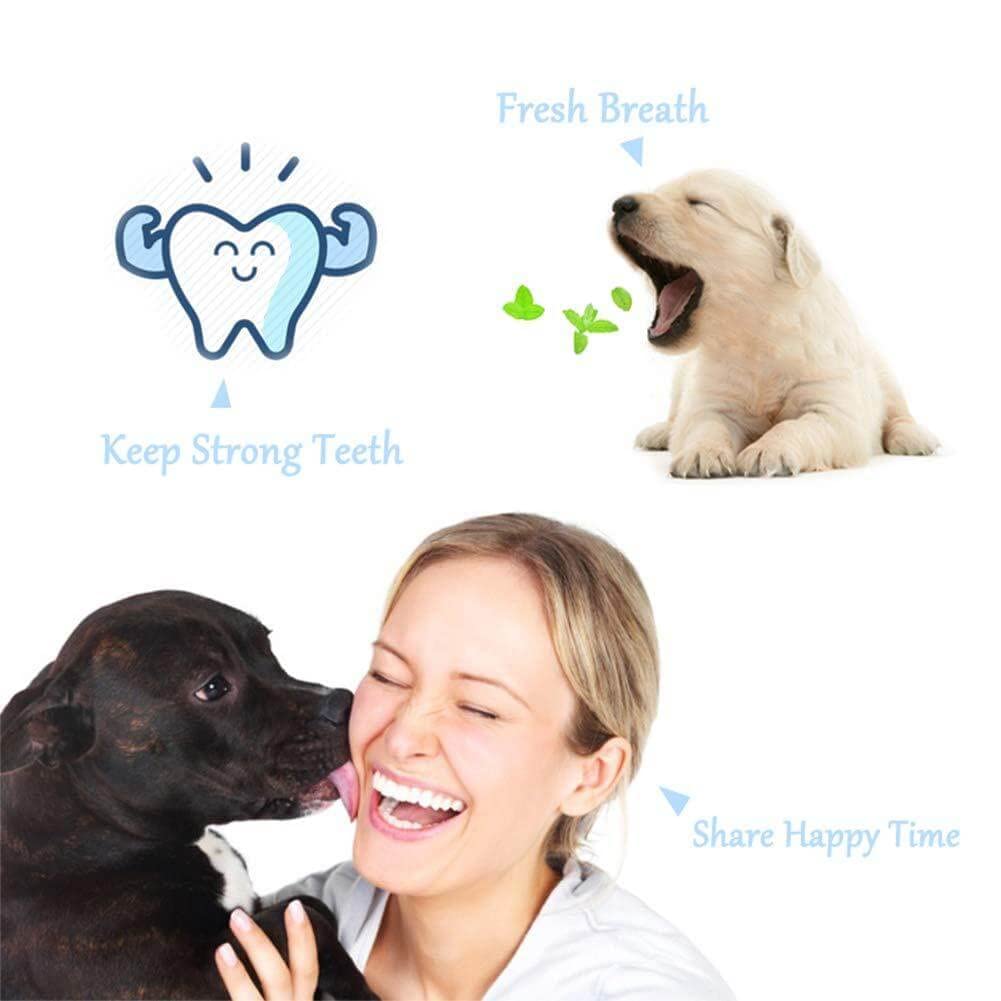 Orgrimmar 4 Pcs Three Sided Pet Toothbrush Dog Brush Addition Bad Breath Tartar Teeth Care Dog Cat Cleaning Mouth