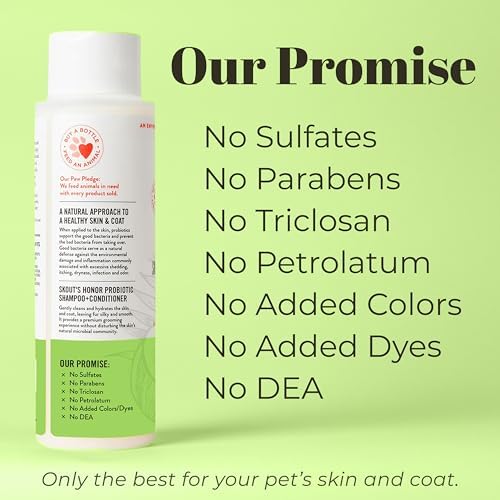 Skout's Honor Probiotic Pet Shampoo & Conditioner with Avocado Oil & Omega-3s, 97% Natural, Paraben & Sulfate-Free, Cruelty-Free, 16oz, Sunkissed Coconut