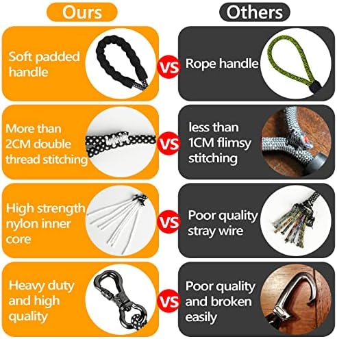 NTR Heavy Duty Dog Leash, Black 30FT Reflective Dog Leashes with Swivel Lockable Hook and Comfortable Padded Handle, Puppy Leash for Walking, Hunting, Camping, Backyard for Small Medium and Large Dogs