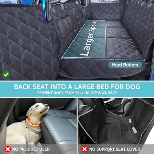 Truck Back Seat Extender for Dogs with Mesh Window,Sturdy Dog Car Seat Cover for Backseat with Door Protector,Waterproof Dog Hammock for Car Rear Seat Protector Fit Chevrolet,Silverado,RAM,GMC Trucks