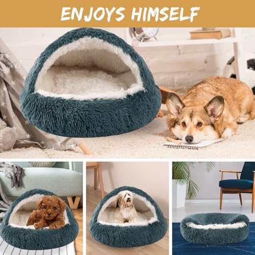Dog Beds for Small Dogs, Cat Bed Cave, Washable Cute Cat Bed, Cozy Nook Pet Bed for Dogs or Cats, Anti-Slip Puppy Bed Fits up to 5 lbs Pets(Dark Grey, 16" x 16")