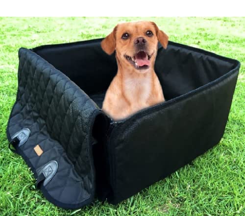Flow.Month Pet Front Seat Cover Pet Booster Seat,Deluxe 2 in 1 Dog Seat Cover for Cars Waterproof Dog Front Seat Cover Pet Bucket Seat Cover with Safety Belt(Black)