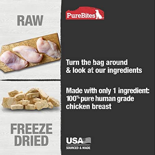PureBites Chicken Freeze Dried Dog Treats, 1 Ingredient, Made in USA, 11.6oz