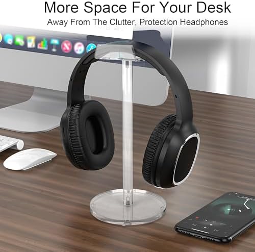 Acrylic Desktop Headphone Holder, Countertop Accessories Stand, Universal for All Music Gaming Headsets 1 Pack(DP015)