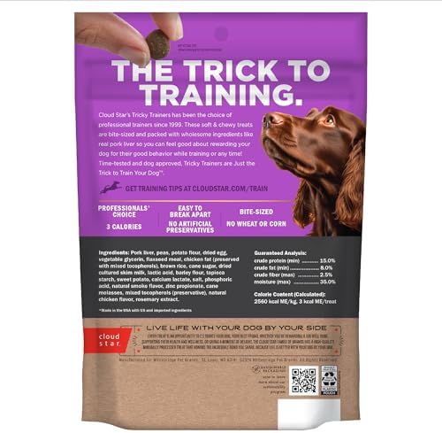 Cloud Star Tricky Trainers Soft & Chewy Dog Training Treats 14 oz. Pouch, Liver Flavor, Low Calorie Behavior Aid with 360 treats
