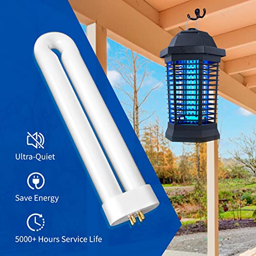 Belleone 15W Bug Zapper Light Bulb Replacement for T6 T8 T9 Lamp, FUL 15 Watt BL, 4-Pin Base, U Shaped Twin Tube Bulb for Outdoor Indoor, 2 Pack