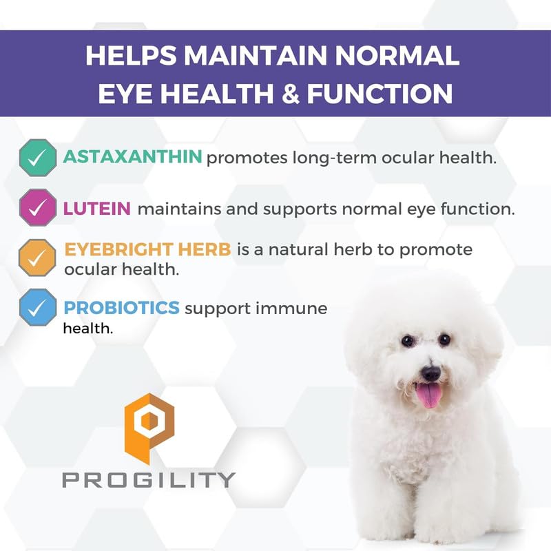 Progility Tear Stain Soft Chews for Dogs – Daily Eye Health Support That Helps Minimize Tear Stains, Advanced Eye Health Formula with Probiotics (80 Count)