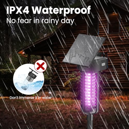 Solar Bug Zapper Outdoor Mosquito Trap Killer Mosquito Killer Lamp,Cordless & Rechargeable ,Fly Zapper Mosquito Catcher Lamp Decor Light for Patio Garden