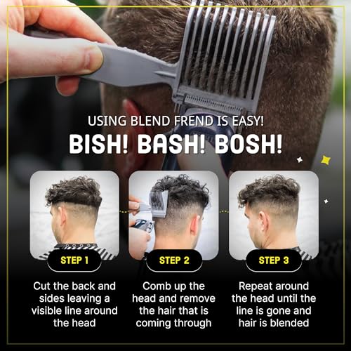 Fade Comb Left Handed Original Grade 1(3mm) Hair Blending Tool, Blend Hair at Home like a Barbershop, Blending Comb, Compatible with all Hair Clippers Men, Barber Accessories - BLEND FREND