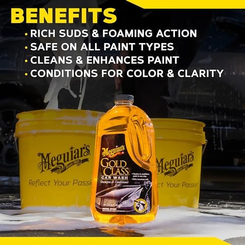Meguiar's Gold Class Car Wash - Professional Results in Foam Cannon or Bucket - Get a Clean and Glossy Finish That is Safe for All Paint Types - 64 Oz