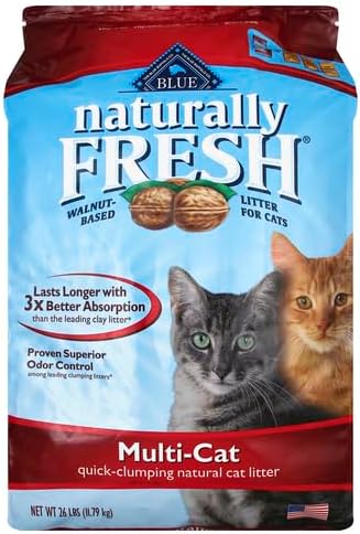 Naturally Fresh Cat Litter Made From Walnut Shells, Unscented, Multi-Cat, Upcycled, Low Dust, Sustainable, 26 Lbs