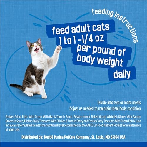 Purina Friskies Wet Cat Food Variety Pack, Oceans of Delight Flaked and Prime Filets - (Pack of 40) 5.5 oz. Cans