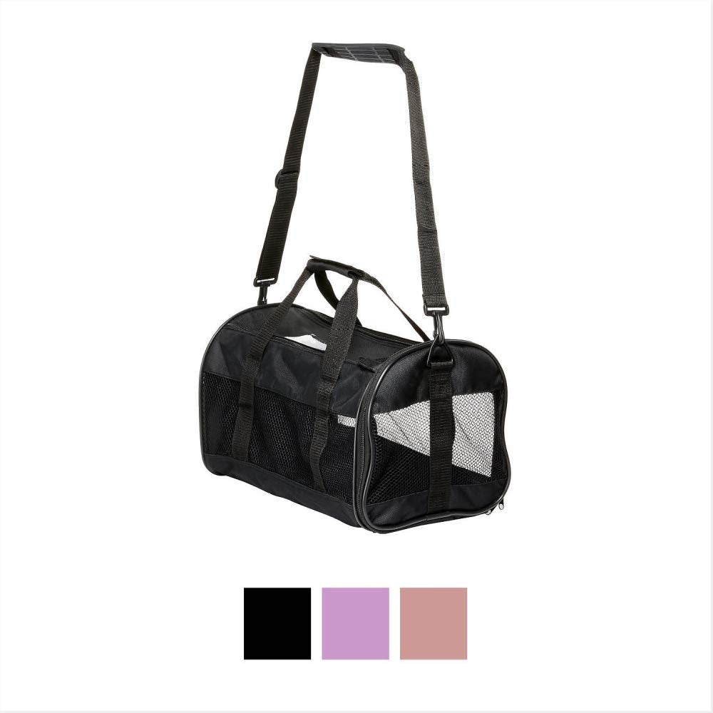 Petmate Soft-Sided Kennel Cab Pet Carrier,Black,Up to 10lbs, 17 X 10 X 10 (21329)