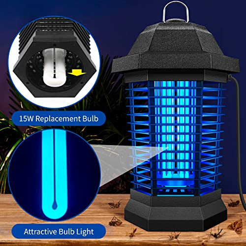 Belleone 15W Bug Zapper Light Bulb Replacement for T6 T8 T9 Lamp, FUL 15 Watt BL, 4-Pin Base, U Shaped Twin Tube Bulb for Outdoor Indoor, 2 Pack