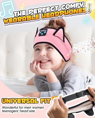 Kids Headphones, Headband Headphones for Children Baby & Toddlers, Bluetooth Toddler Headphones Wireless and Wired Playback 3.5 MM Jack for School, Stretchy & Comfy Travel Accessories