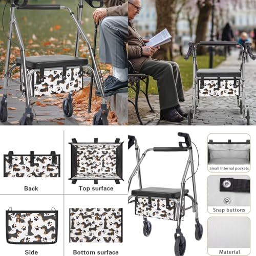 LedBack 3 Pack Rollator Accessories Walker Seat and Backrest Rollbar Covers Walker Storage Bag Dachshund Print Universal Walker Accessories for Mobility Scooter