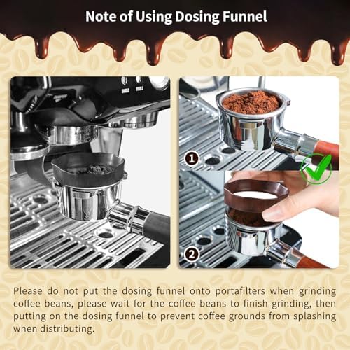 WDT Tool Espresso Machines Accessories - 54mm Dosing Funnel and Puck Screen, 5×0.4mm Espresso Needle Distributor with Wooden Base | Fits Breville 8 Series and 54mm Coffee Machines Portafilters