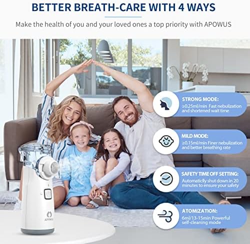 Portable Nebulizer - Nebulizer for Adults and Kids, Nebulizer Machine for Adults and Kids with 3 Modes, Nebulizer Mouthpiece & Mask Accessories for Home and Travel Use APOWUS.