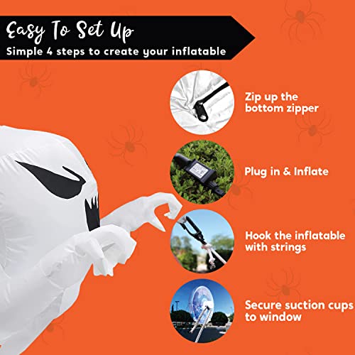 Joiedomi 4.5 FT Halloween Inflatable Scary Flying Ghost Broke Out from Window Inflatable with Build-in LED Blow Up Inflatable for Halloween Party Indoor, Outdoor, Yard, Garden, Lawn Decoration