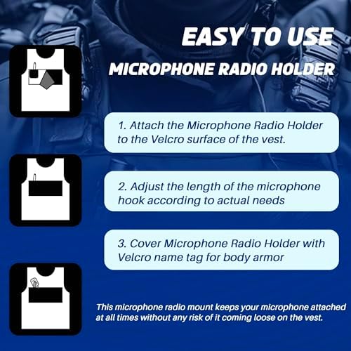 2 Pack Mic Clips for Law Enforcement, Black Radio Mic Holders, Mic Clips for Law Enforcement Vest, Essential Law Enforcement Accessories