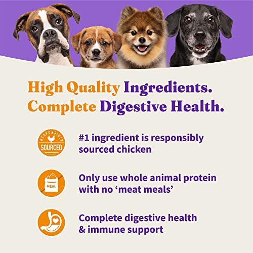 Halo Holistic Dog Food Cage Free Chicken & Brown Rice Formula, Healthy Grains Dry Dog Food, Complete Digestive Health, Kibble for Adult Dogs, 10 lb Bag