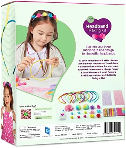 Headband Making Kit for Girls - Make Your Own Fashion Headbands for Kids - DIY Hair Accessories Set - Arts & Crafts Easter Gift for Ages 5-12 Year Old Girl - Little Children's Art & Craft Gifts