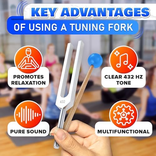 432 Hz Tuning Fork - Chakra Tuning Forks Set with Cleaning Cloth and Bag Sound Diapason Tunning Fork Music Tuning Accessories - Chakra Tuning Fork