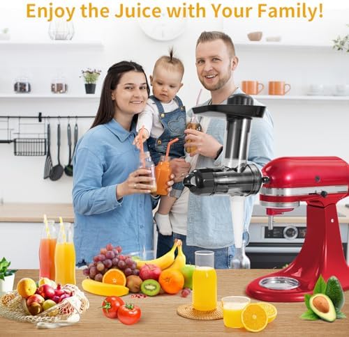 Masticating Juicer Attachment for KitchenAid Stand Mixers, Slow Juicer Attachment, Cold Press Juicer, Masticating Juicer Accessories for Kitchen Aid Juicer Mixers