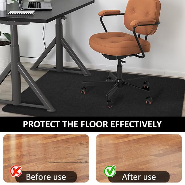 Office Chair Mat for Hardwood Floor&Tile,55"x35" Anti-Slip Desk Chair Mat,Low-Pile Mat,Multi-Purpose Hardwood Floor Protector for Office,Home (Black, 35 * 47IN)
