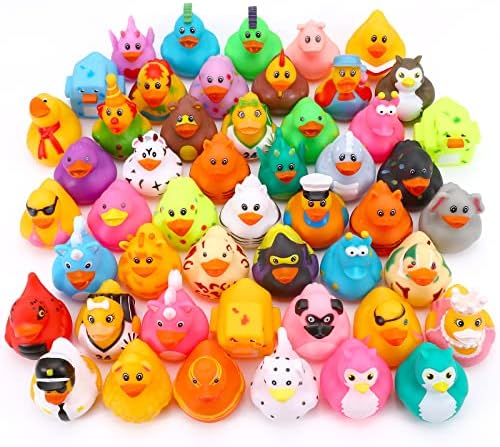 Rubber Ducks in Bulk 50 Pack, Ducks for Jeeps, Assorted Duckies for Jeep Ducking, Floater Duck Bath Toys for Kids Baby Showers Accessories, Birthday Gifts