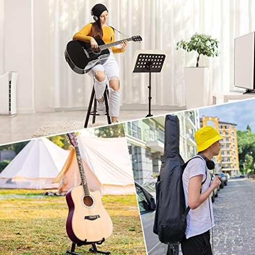 3pcs Guitar Accessories Kit, Guitar Gig Bag + Folding Guitar Stand + Adjustable Guitar Strap, for Acoustic Classical Guitar Bass Guitar