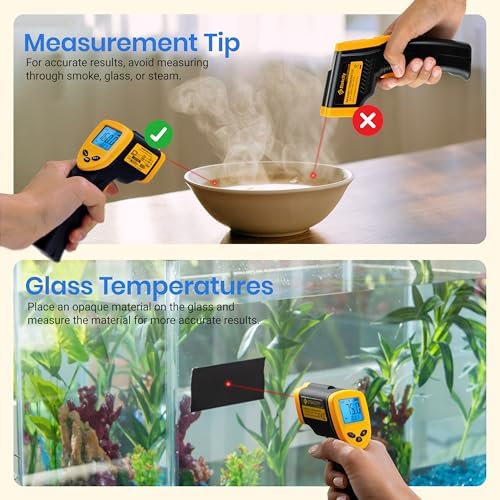 Etekcity Infrared Thermometer Laser Temperature Gun 774, Meat Food Candy Oven Thermometer for Griddle Accessories, Heat Gun for Cooking Refrigerator Tools, Yellow, -58ยฐF to 842ยฐF