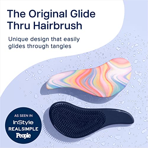Crave Naturals Glide Thru Detangling Brush for Adults & Kids Hair - Detangler Natural, Curly, Straight, Wet, Dry Hairbrush Men&Women, Little Girl Accessories, Soft Hazy Swirl