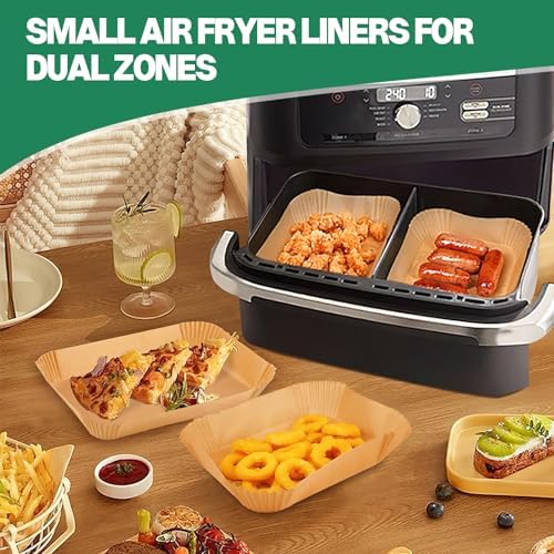 Air Fryer Liners Disposable for Ninja DZ071 Foodi 7-QT 11QT DualZone FlexBasket/Instant 9 Qt Air Fryer, 150PCS Rectangle Airfryer Liners,Air Fryer Parchment Paper Liners,Air Fryer Accessories