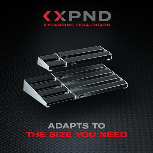 D'Addario Accessories XPND Pedal Board - Guitar Pedal Board that Expands - Pedal Boards for Guitars - 1 Row, Lightweight, Durable Aluminum Pedalboard - Pre-Applied Loop Velcro for Swapping Pedals