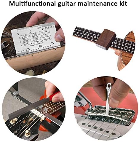 72PCS Guitar Tool Kit,Professional Guitar Repairing Maintenance Tool Kit with Guitar Strings Picks Bridge Pins Gauge Guitar Accessories Gift for Acoustic Guitar Electric guitar Ukulele Bass Banjo