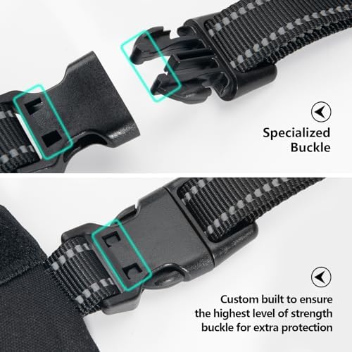 PHOEPET 2019 Upgraded No Pull Dog Harness, Reflective Adjustable Vest, with a Training Handle + 2 Metal Leash Hooks+ 3 Snap Buckles +4 Slide Buckles(M, Black)