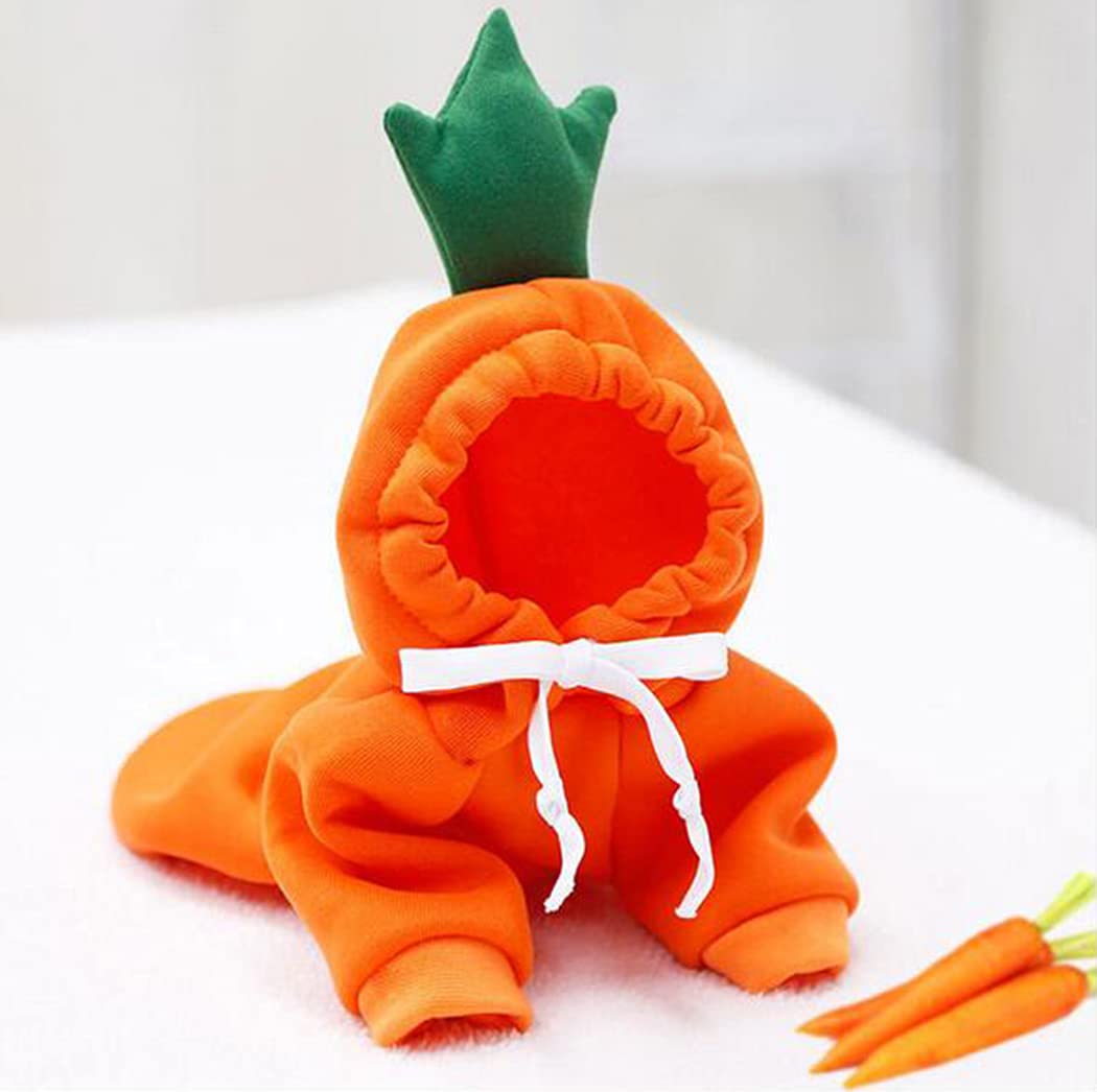 XIAOYU Pet Clothes Dog Hoodies Warm Sweatshirt Coat Puppy Autumn Winter Apparel Jumpsuit with Fruit Hood, Carrot, L