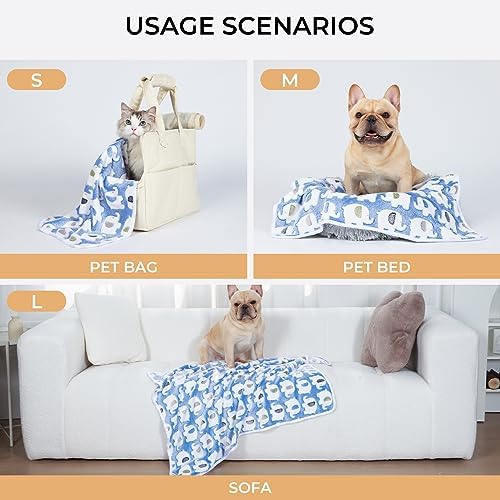 1 Pack 3 Blankets Super Soft Fluffy Premium Cute Elephant Pattern Pet Blanket Flannel Throw for Dog Puppy Cat Blue/Pink/Yellow Medium(30x20 inch)